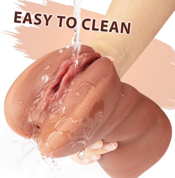 3 in 1 Pocket Pussy Male Masturbator - Adult Sex Toys for Men Penis Stimulation,Male Blowjob Stroker Toy with 3D Realistic Textured Tight Anus & Real Mouth for Man Masturbation Pleasure (Tan) - Image 3